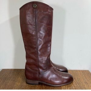 Frye Melissa Tall Button Riding Boot Redwood Smooth Leather Womens Size 7.5B